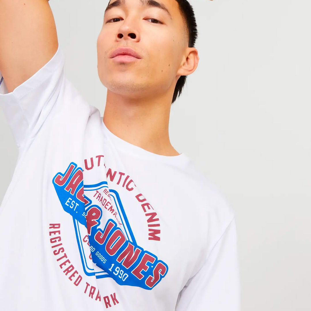 JACK & JONES JJELOGO TEE SS O-NECK 2 COL SS25 SN 12268267-4686916 Λευκό