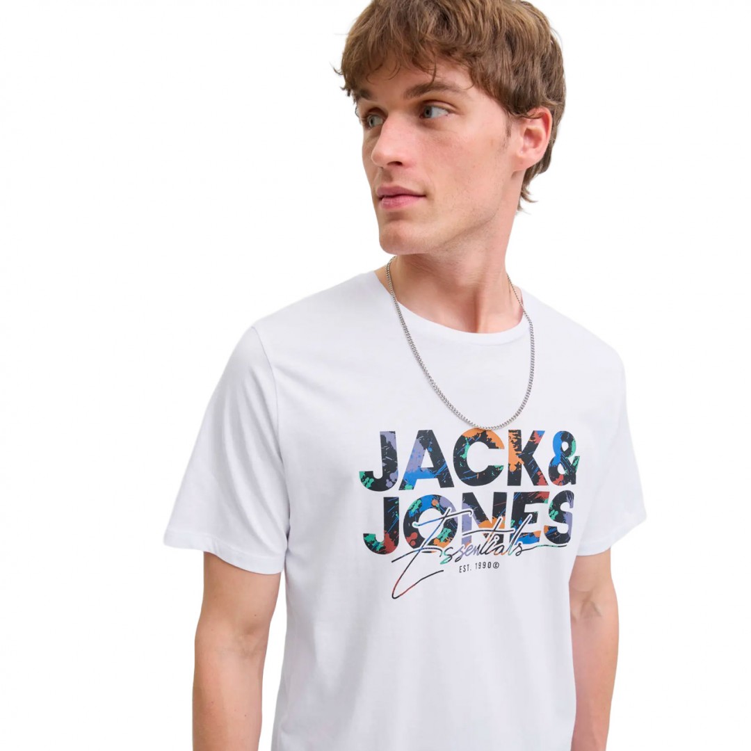 JACK & JONES JJGEPLAS TEE SS CREW NECK 12278523-4777660 Λευκό