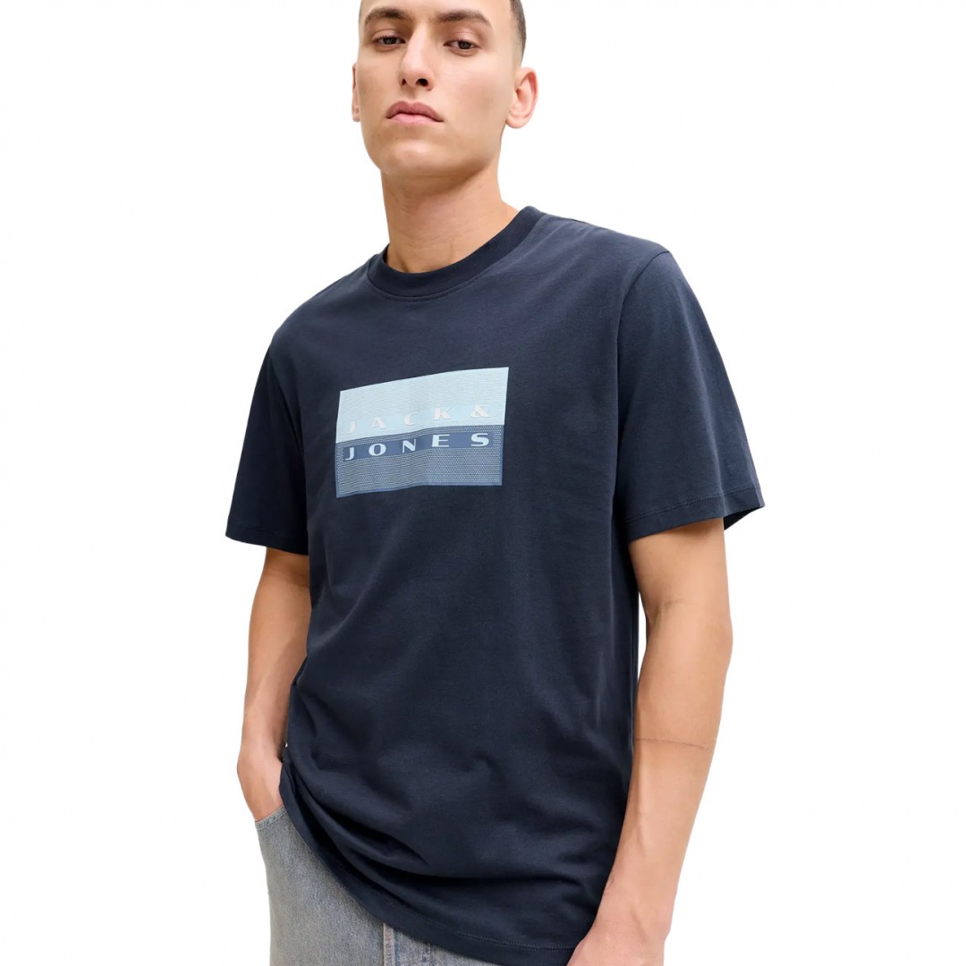 JACK & JONES JCOFUSION DOTS PRINT TEE SS CREW SN 12289863-4914712 OUTER SPACE Μπλε