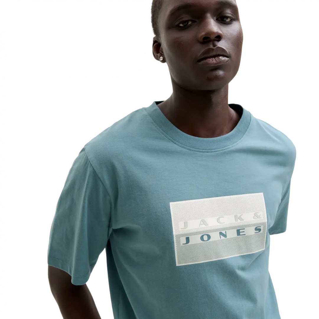 JACK & JONES JCOFUSION DOTS PRINT TEE SS CREW SN 12289863-4933033 NORTH ATLANT Turquoise