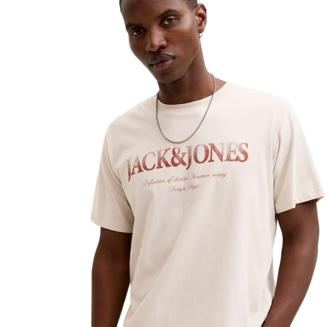 JACK & JONES JJDEVIN DAYTONA PRINT TEE SS CREW LN 12290173-4918931 MOONBEAM Ecru