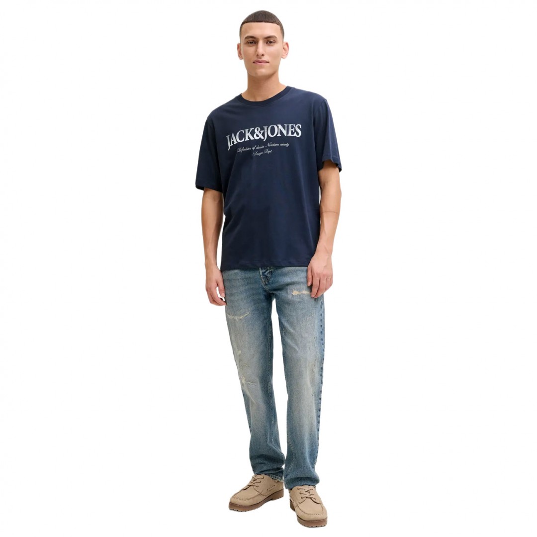 JACK & JONES JJDEVIN DAYTONA PRINT TEE SS CREW LN 12290173-4918929 NAVY BLAZER Μπλε