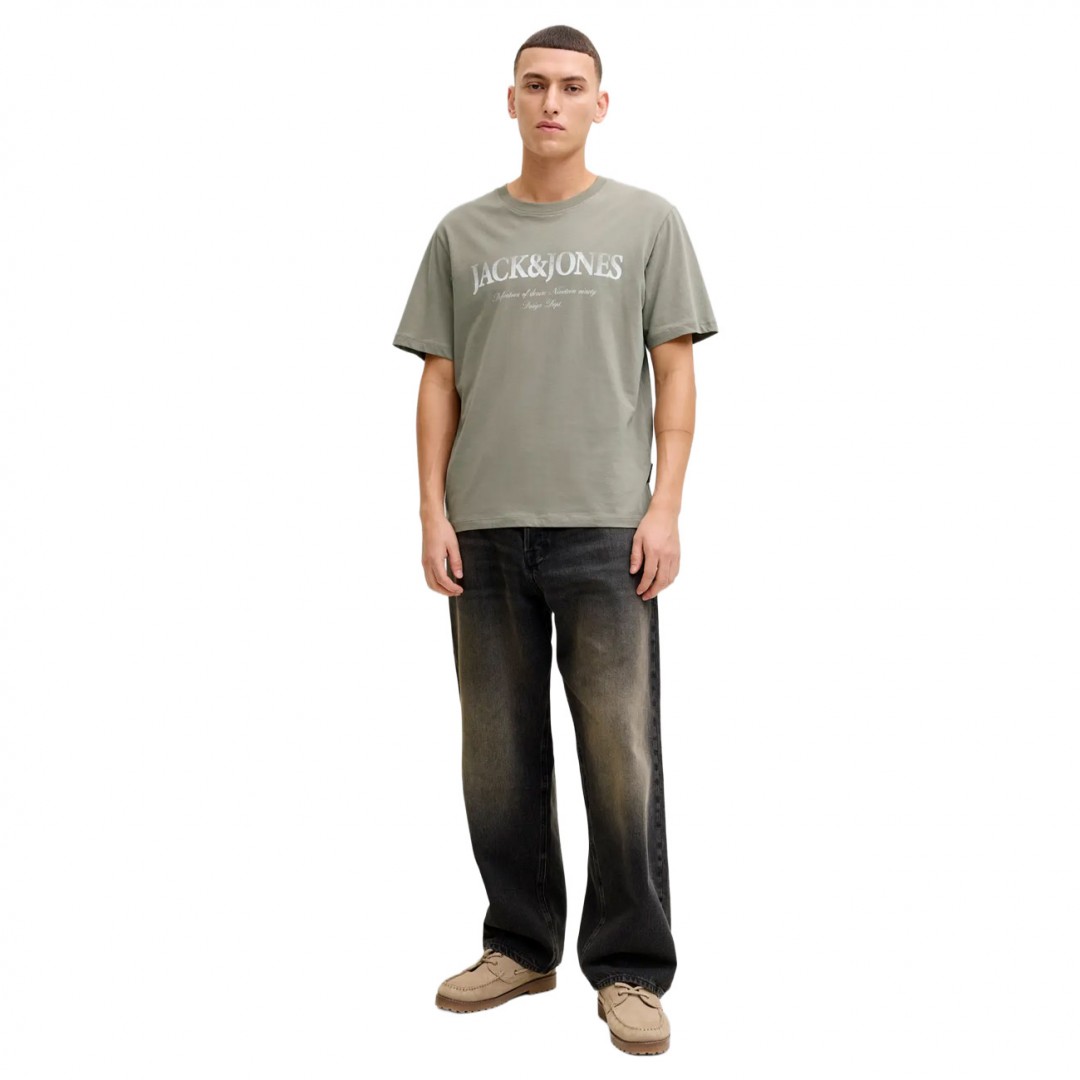 JACK & JONES JJDEVIN DAYTONA PRINT TEE SS CREW LN 12290173-4918930 VETIVER Κhaki