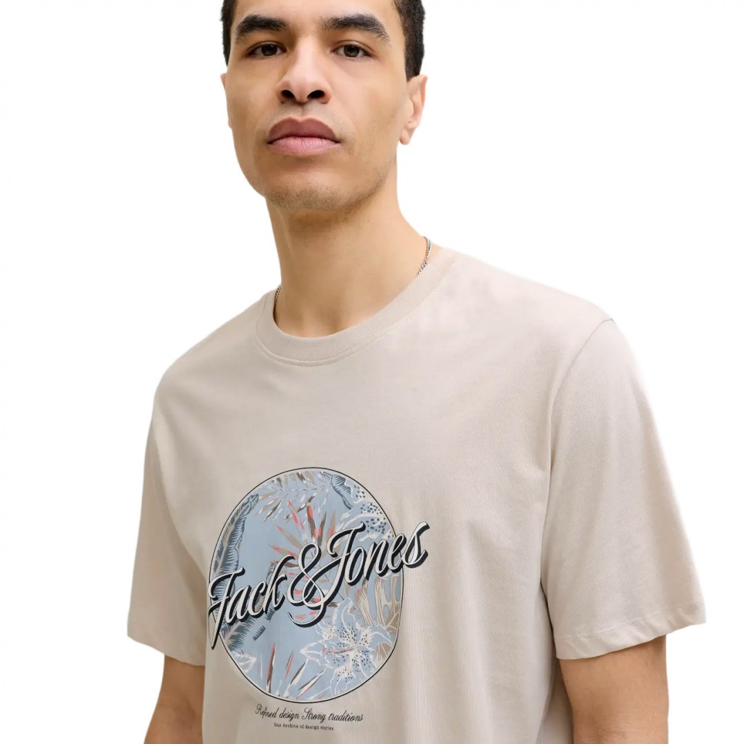JACK & JONES JJHONOLULU SHAPE TEE SS CREW NECK LN 12288088-4889172 MOONBEAM Ecru