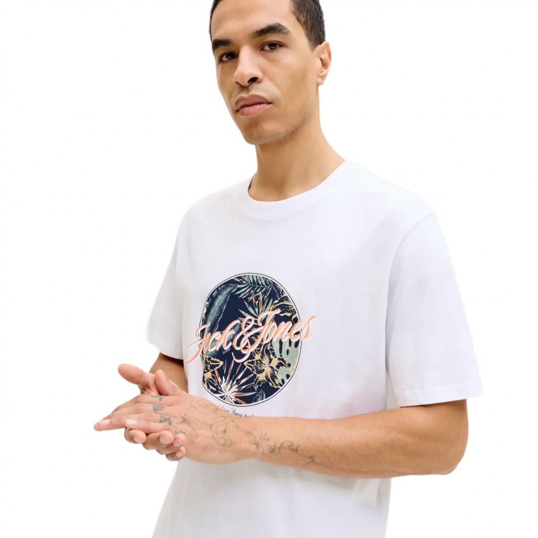 JACK & JONES JJHONOLULU SHAPE TEE SS CREW NECK LN 12288088-4894806 BRIGHT WHITE White