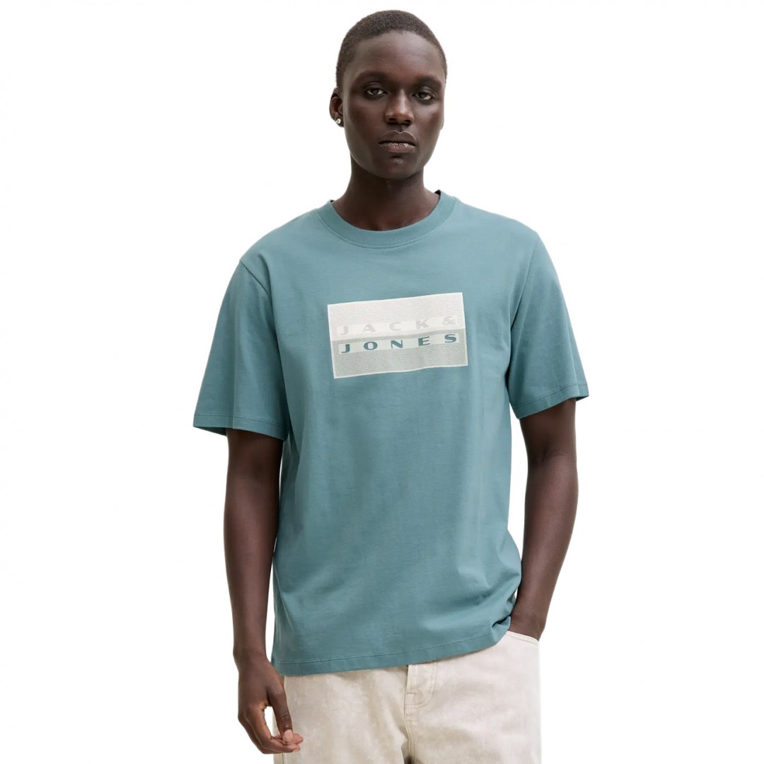 JACK & JONES JCOFUSION DOTS PRINT TEE SS CREW SN 12289863-4933033 NORTH ATLANT Turquoise