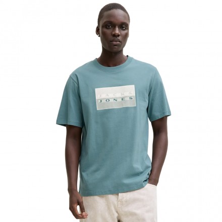 JACK & JONES JCOFUSION DOTS PRINT TEE SS CREW SN 12289863-4933033 NORTH ATLANT Turquoise