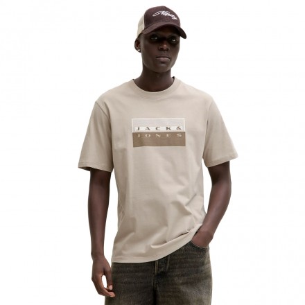JACK & JONES JCOFUSION DOTS PRINT TEE SS CREW SN 12289863-4933034 PURE CASHMER Grey