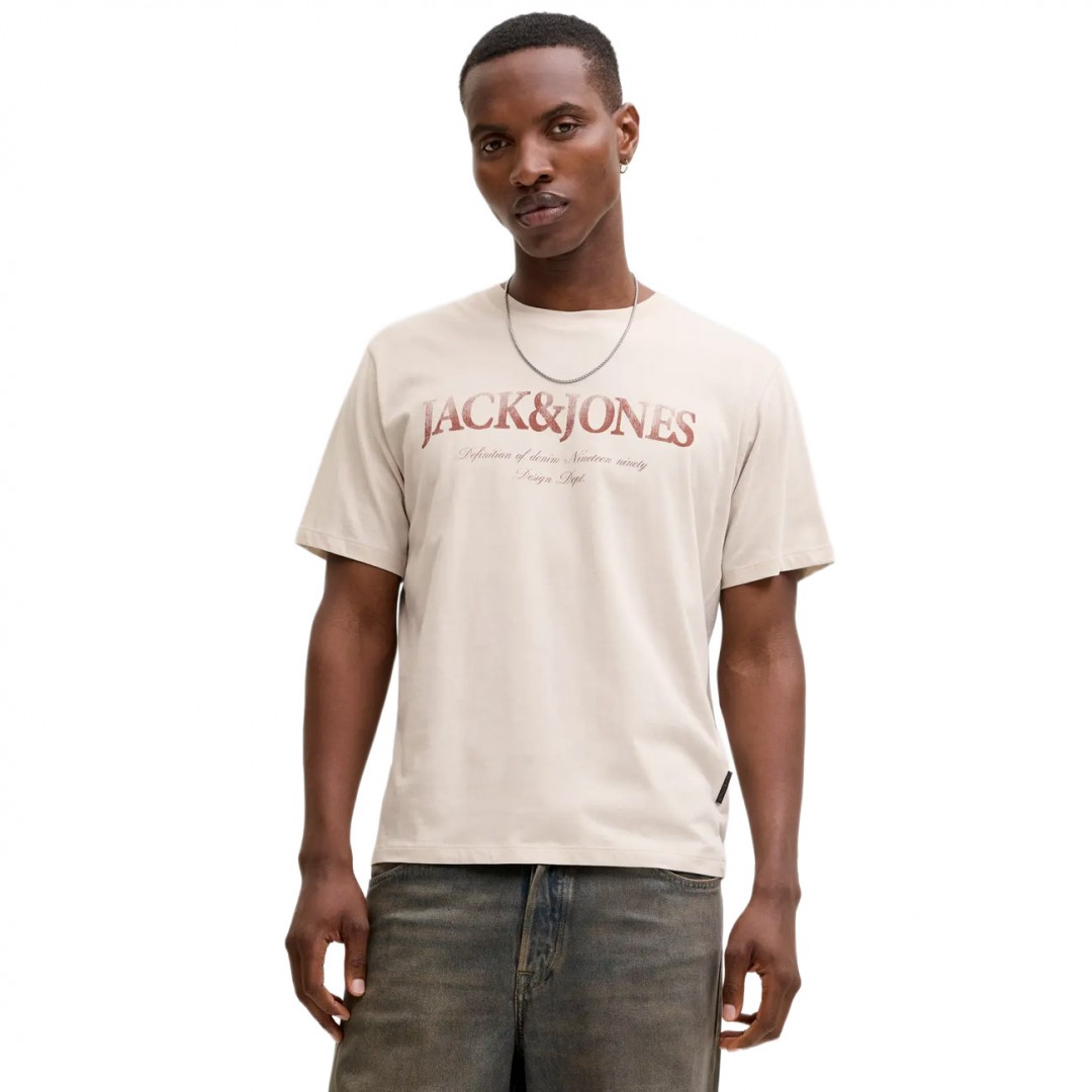 JACK & JONES JJDEVIN DAYTONA PRINT TEE SS CREW LN 12290173-4918931 MOONBEAM Ecru
