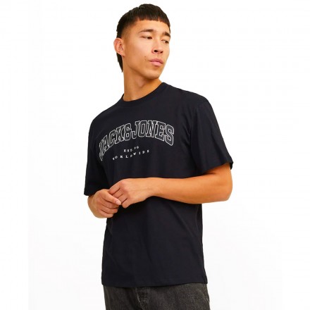 JACK & JONES JJECALEB VARSITY TEE SS 12257579-4517369 BLACK Μαύρο