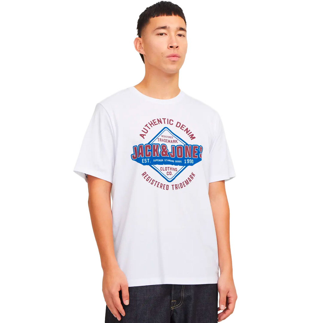 JACK & JONES JJELOGO TEE SS O-NECK 2 COL SS25 SN 12268267-4686916 Λευκό