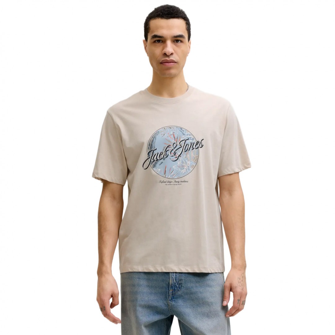 JACK & JONES JJHONOLULU SHAPE TEE SS CREW NECK LN 12288088-4889172 MOONBEAM Ecru