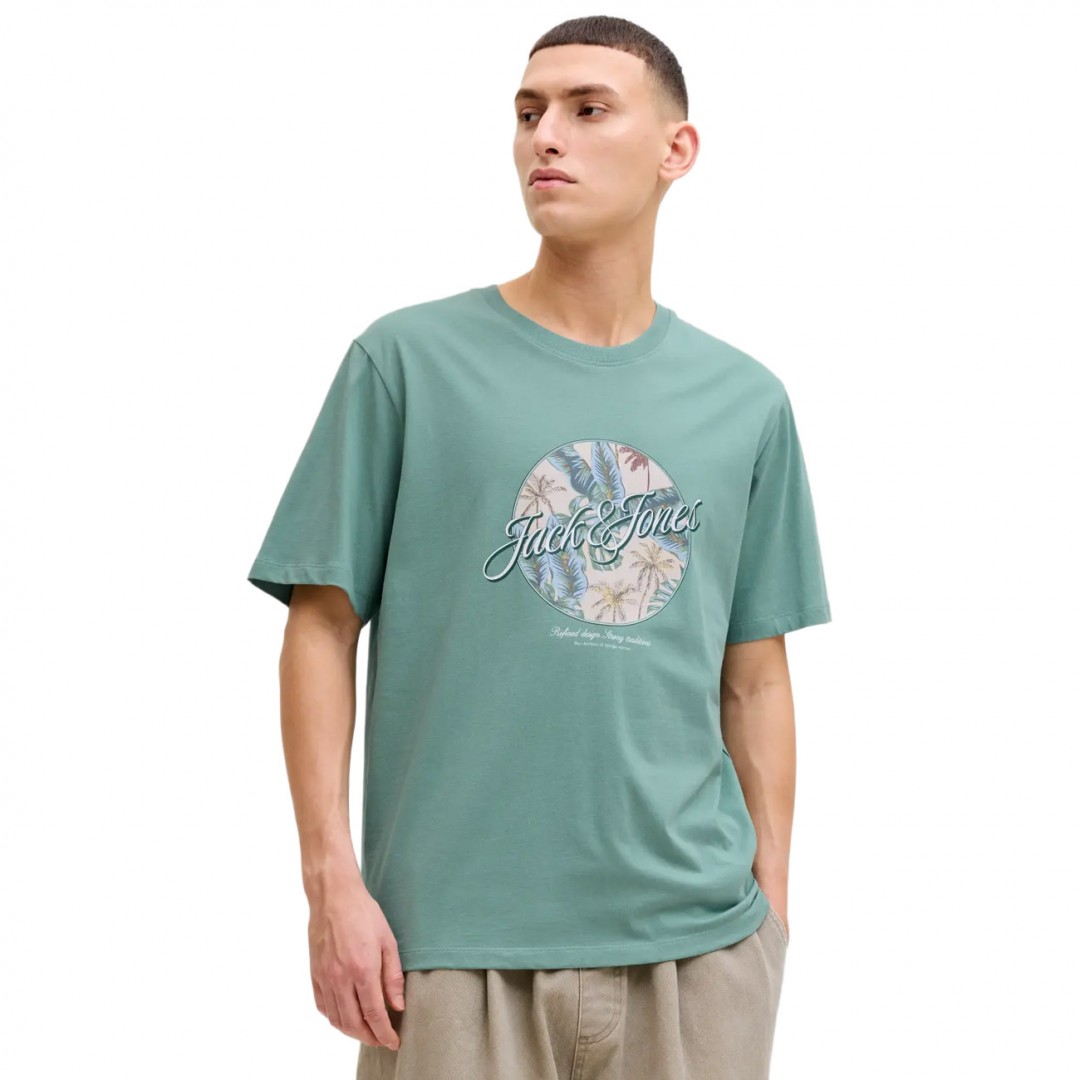 JACK & JONES JJHONOLULU SHAPE TEE SS CREW NECK LN 12288088-4894807 MINERAL BLUE Turquoise