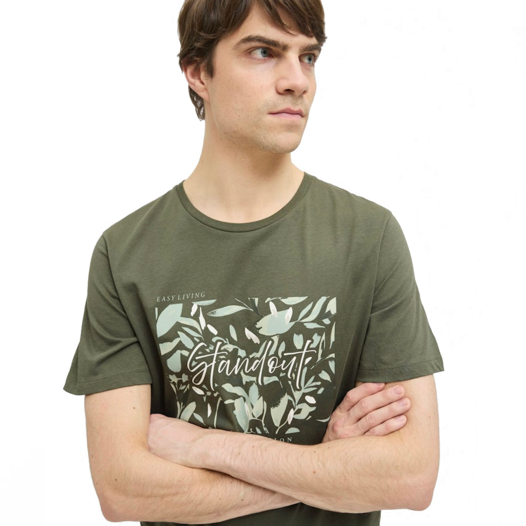 JJ REBEL BOX TEE SS CREW NECK 12271146-BEETLE OLIVE