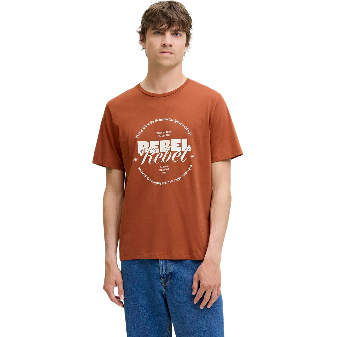 JJ REBEL JREBGRAY TEE SS CREW NECK 12282381-BOMBAY BROWN Brown
