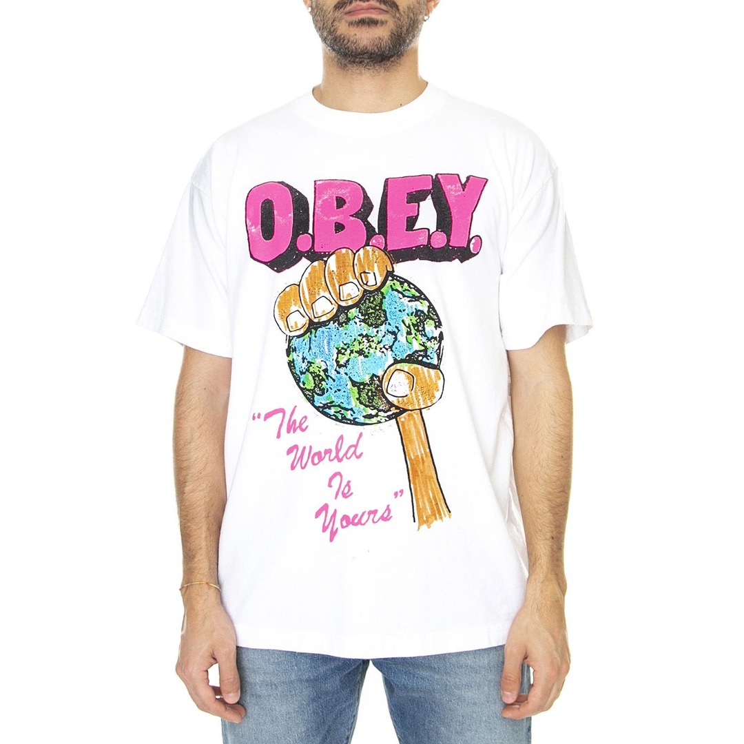OBEY THE WORLD IS YOURS HEAVYWEIGHT TEE 166913366-WHT Λευκό