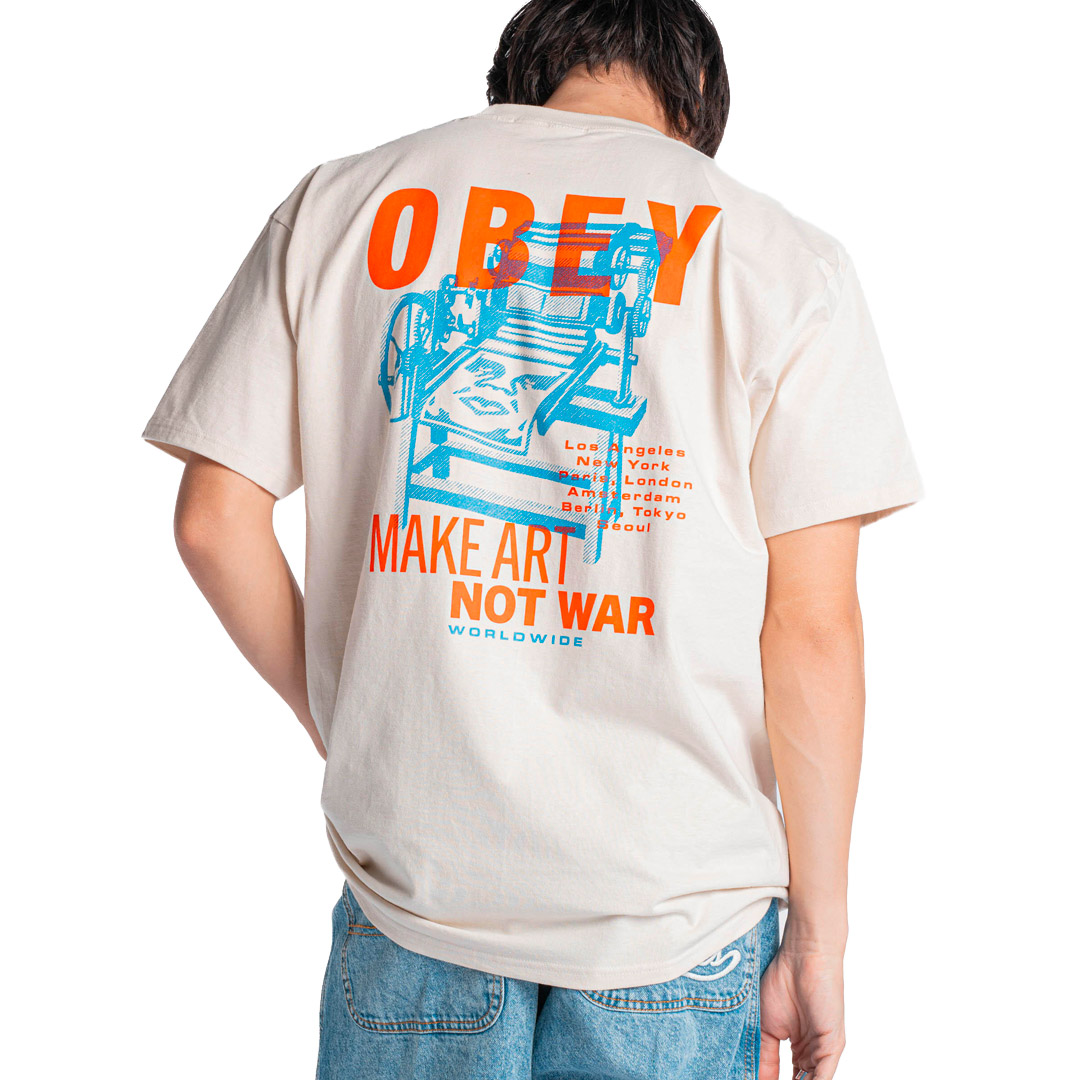 OBEY PRINTING PRESS MAKE ART TEE 165264061-CRM Ecru