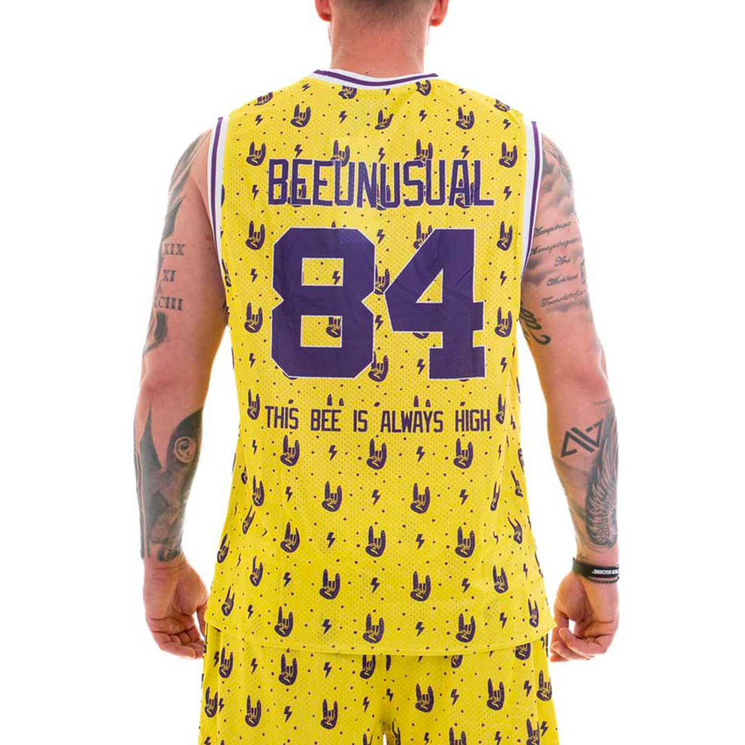BEE UNUSUAL "THIS BEE IS ALWAYS HIGH" BASKETBALL JERSEY TOP AT-232405-YELLOW Yellow