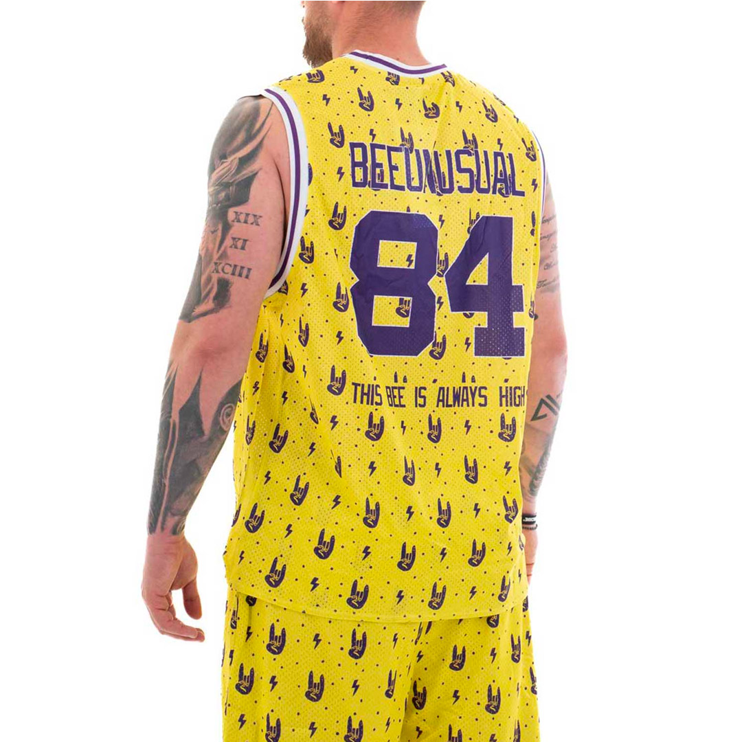 BEE UNUSUAL "THIS BEE IS ALWAYS HIGH" BASKETBALL JERSEY TOP AT-232405-YELLOW Yellow