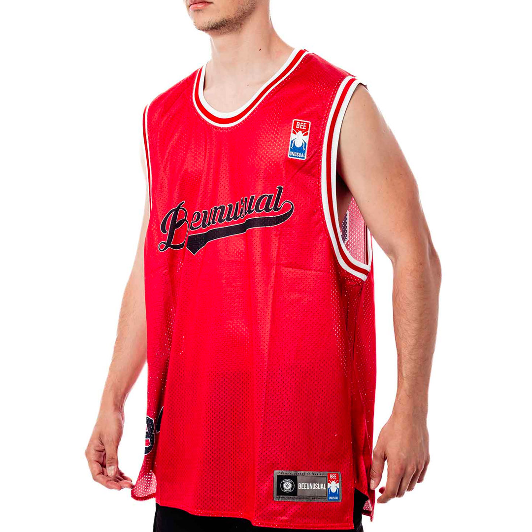BEE UNUSUAL MESH TANK TOP AT-249007-RED Red