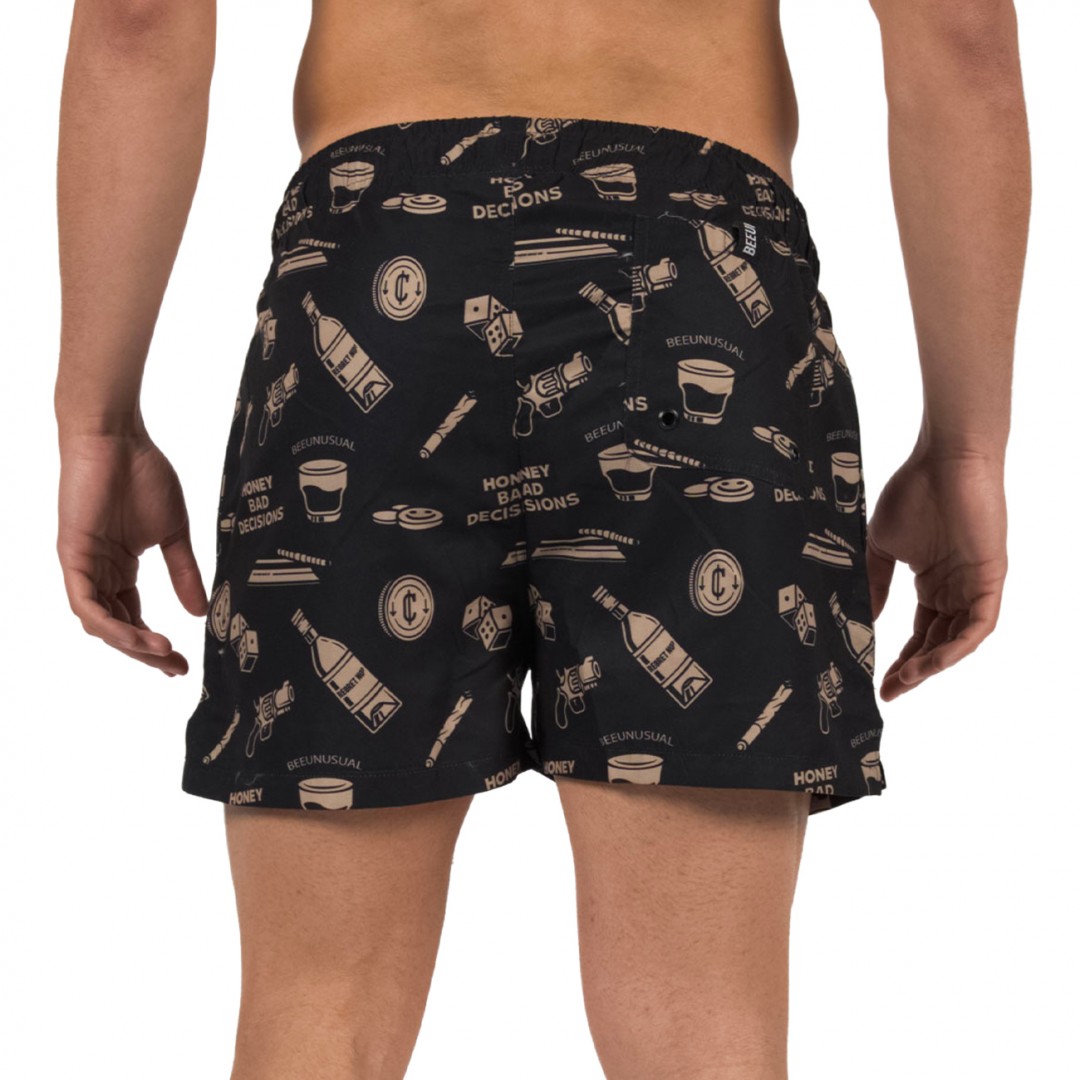 BEE UNUSUAL BAD DECISIONS SWIM SHORTS BS-263203-BLACK Black