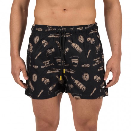 BEE UNUSUAL BAD DECISIONS SWIM SHORTS BS-263203-BLACK Black