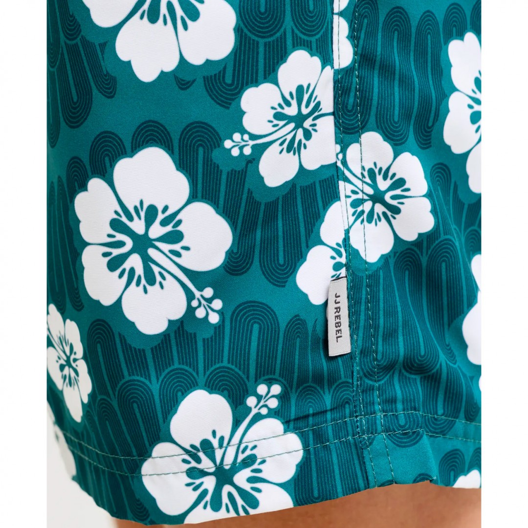 JJ REBEL SWIM SHORT PRINT 12270764-MALLARD GREEN Πετρόλ