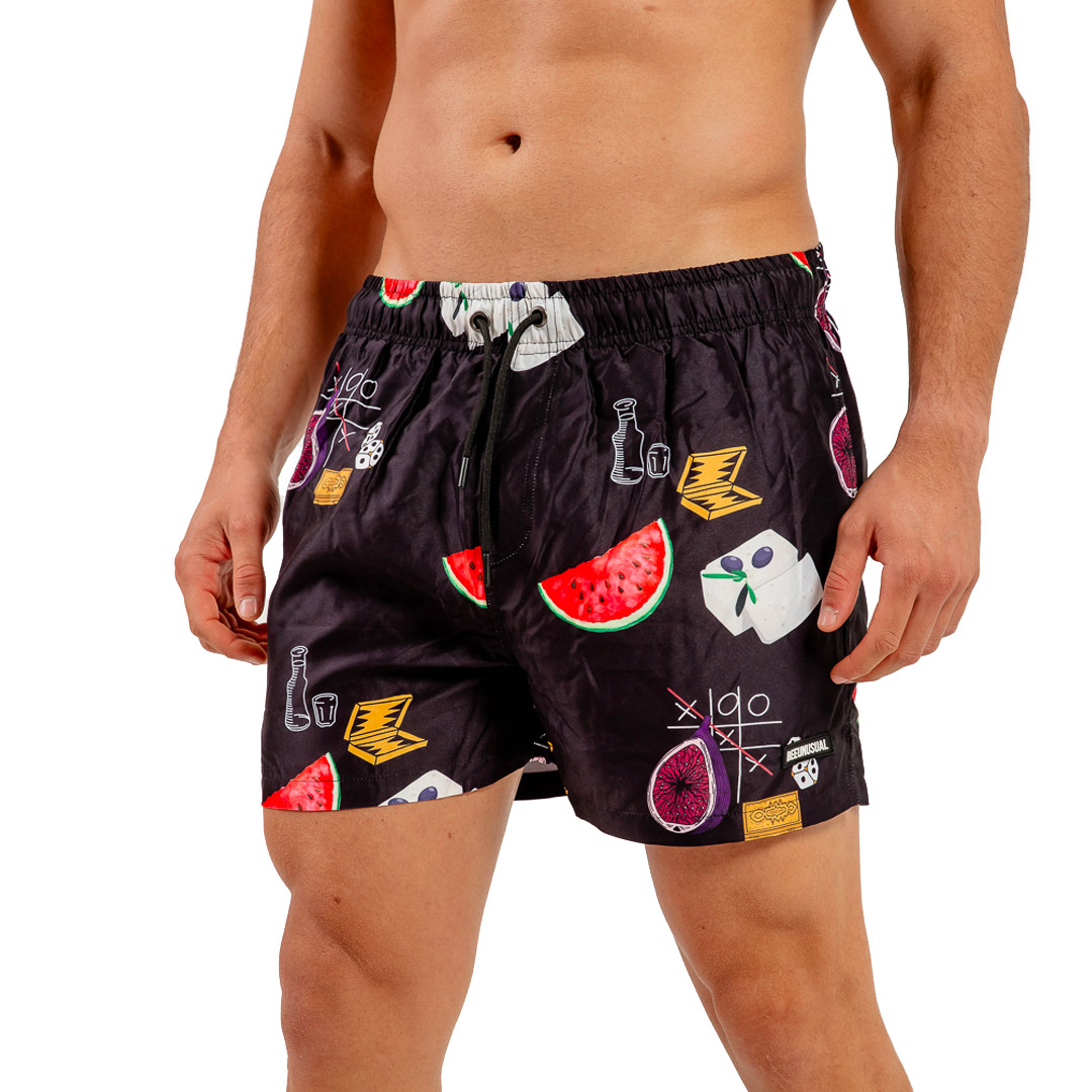 BEE UNUSUAL FETA WATERMELON SWIM SHORTS BS-251252-BLACK Μαύρο