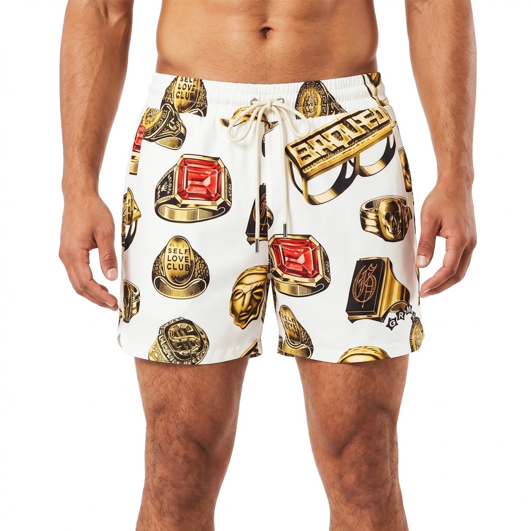 GRIMEY THE OG TOUR SWIMMING SHORTS GBS210-OWHT Εκρού