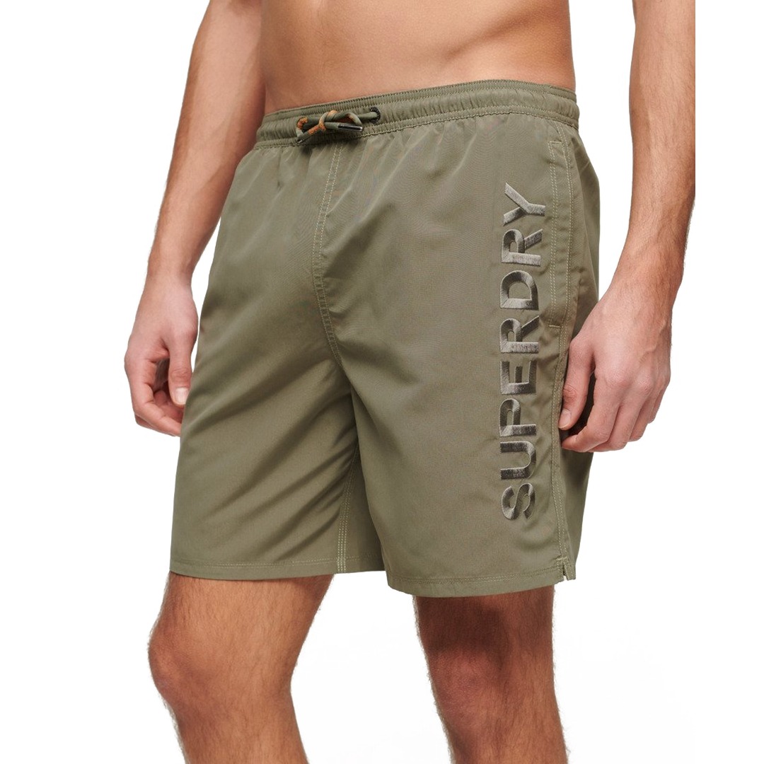 SUPERDRY D2 SDCD PREMIUM EMB 17" SWIM SHORT M3010227A-1KH Κhaki