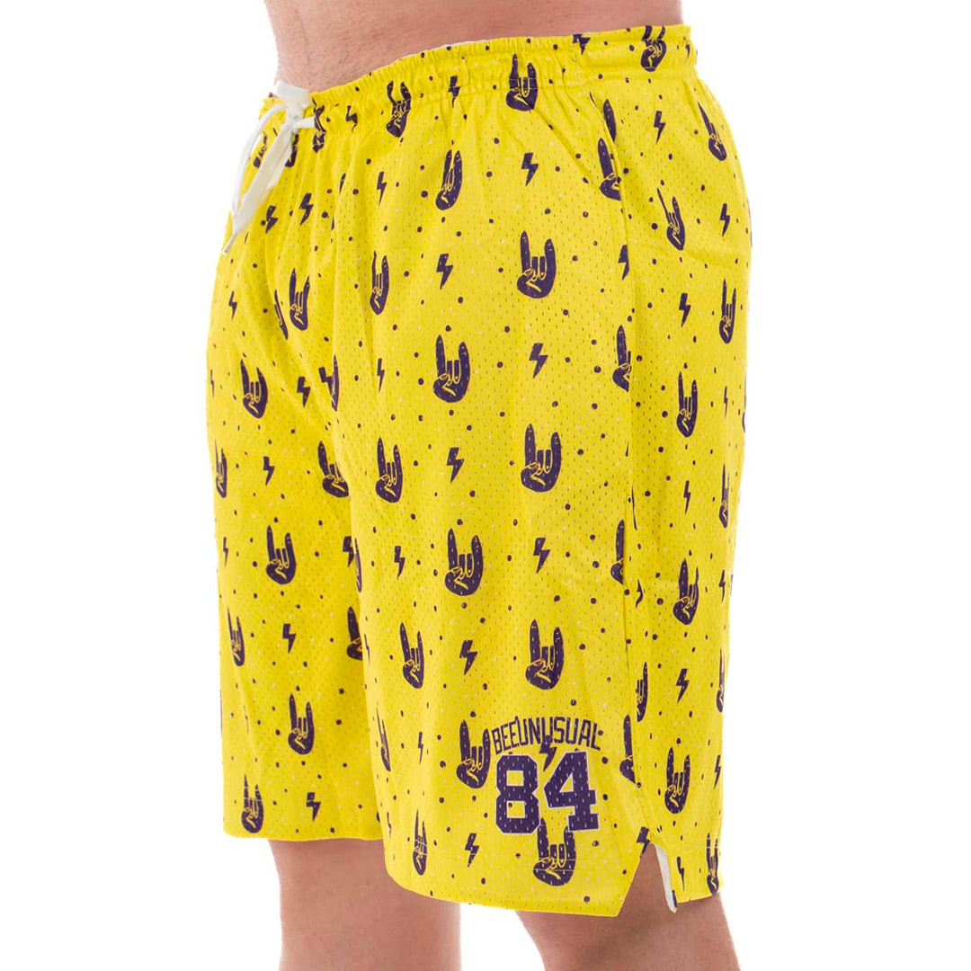BEE UNUSUAL "THIS BEE IS ALWAYS HIGH" BASKETBALL SHORTS AB-232305-YELLOW Κίτρινο