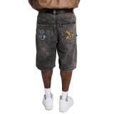 GRIMEY CHIEF WATCHER BAGGY DENIM SHORTS GBDS200-WBLK Black Image 0