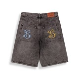 GRIMEY CHIEF WATCHER BAGGY DENIM SHORTS GBDS200-WBLK Black Image 3