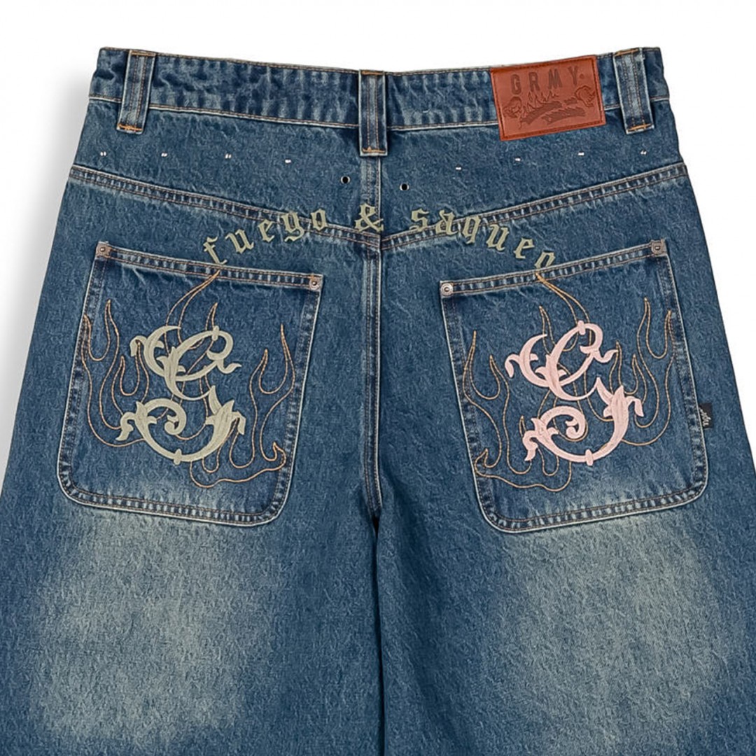 GRIMEY CHIEF WATCHER BAGGY DENIM SHORTS GBDS200-WSAG Jeans