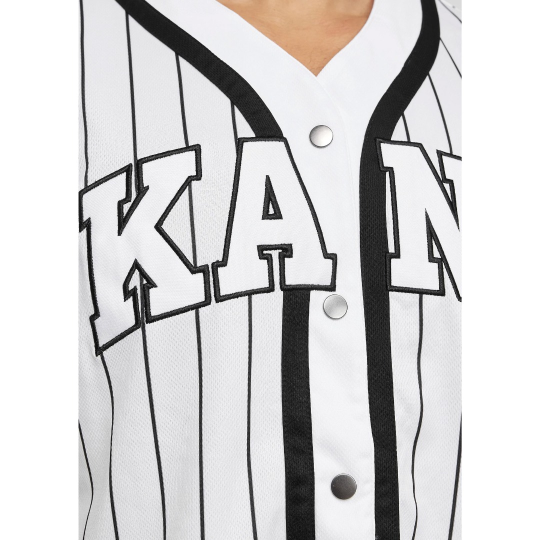 KARL KANI KK SERIF PINSTRIPE BASEBALL SHIRT KM221-115-2-WHITE/BLACK Λευκό