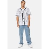 KARL KANI KK SERIF PINSTRIPE BASEBALL SHIRT KM221-115-2-WHITE/BLACK Λευκό Εικόνα 2