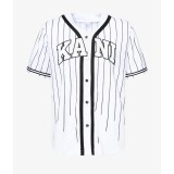 KARL KANI KK SERIF PINSTRIPE BASEBALL SHIRT KM221-115-2-WHITE/BLACK Λευκό Εικόνα 3