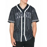 KARL KANI KK SERIF PINSTRIPE BASEBALL SHIRT KM221-115-1-BLACK Black Image 
