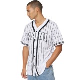 KARL KANI KK SERIF PINSTRIPE BASEBALL SHIRT KM221-115-2-WHITE/BLACK Λευκό Εικόνα 