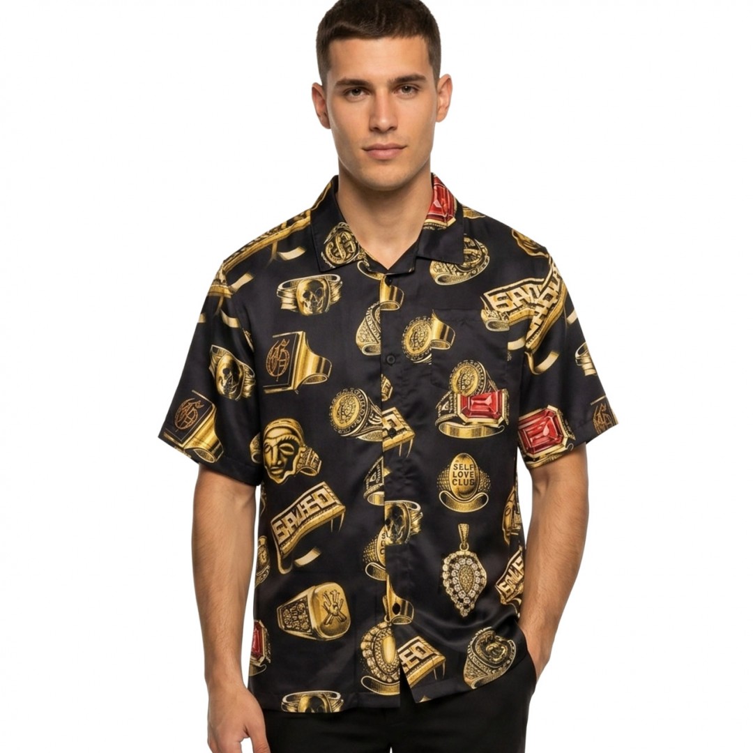 GRIMEY THE OG TOUR BUTTON UP SHIRT GHS797-BLK Black