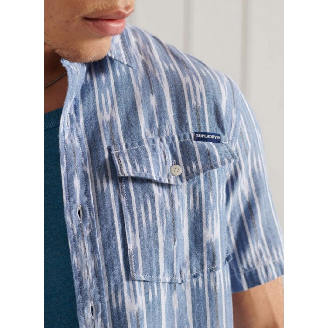 SUPERDRY S/S DENIM LOOM SHIRT M4010329A-5GX Πορτοκαλί