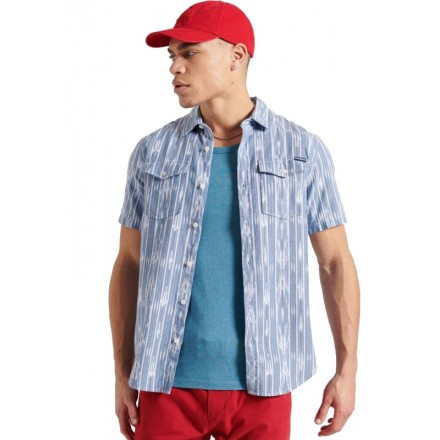 SUPERDRY S/S DENIM LOOM SHIRT M4010329A-5GX Πορτοκαλί