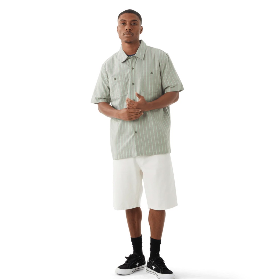 HUF PARKER S/S WORK SHIRT BU00197-DDHRB Πράσινο