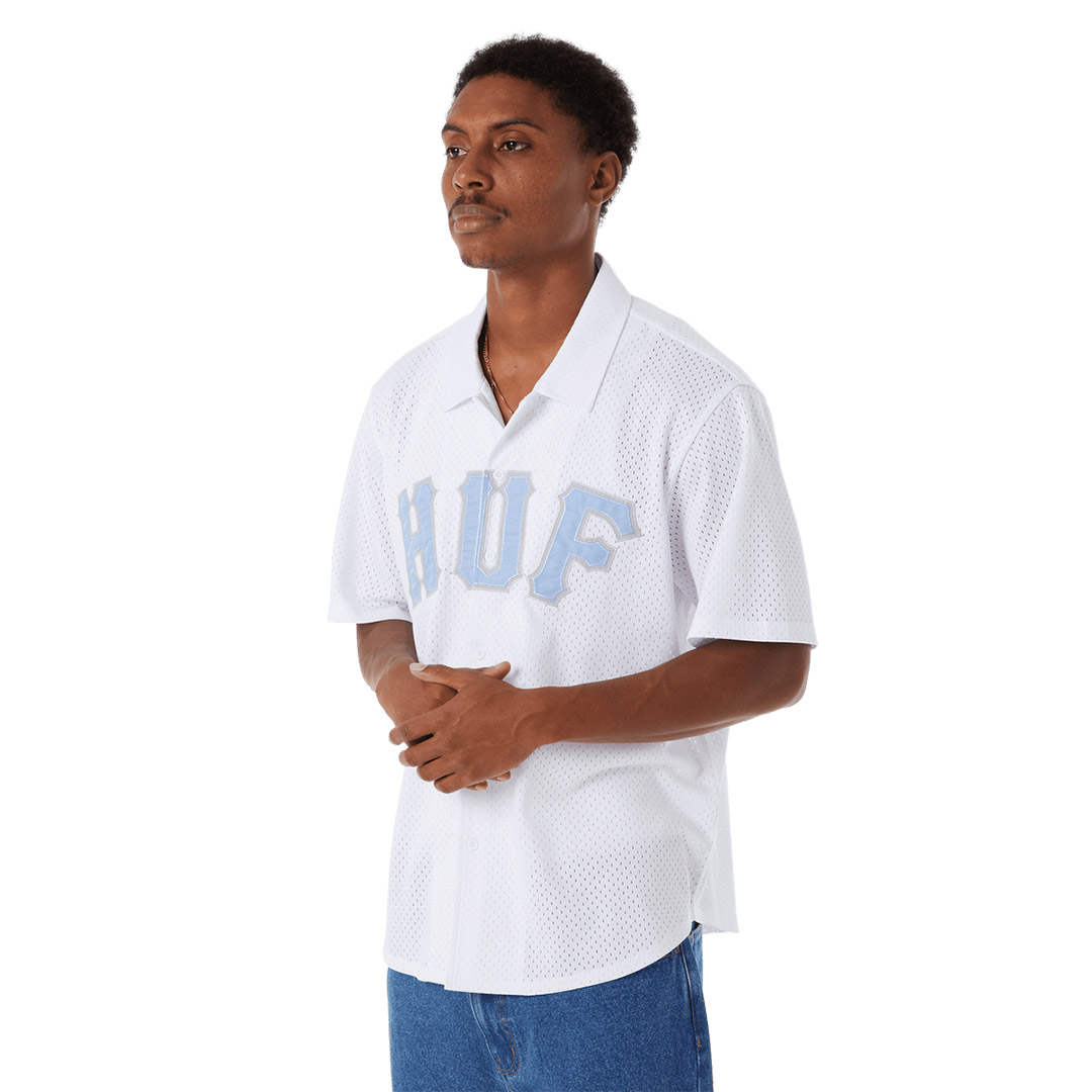 HUF ARCH MESH BUTTON UP BU00237-WHITE White