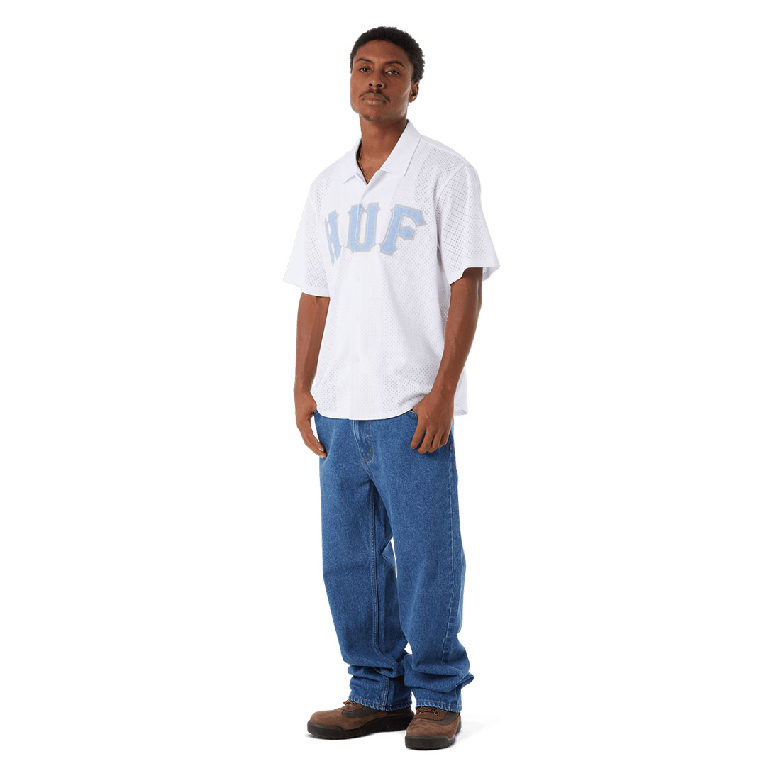 HUF ARCH MESH BUTTON UP BU00237-WHITE White