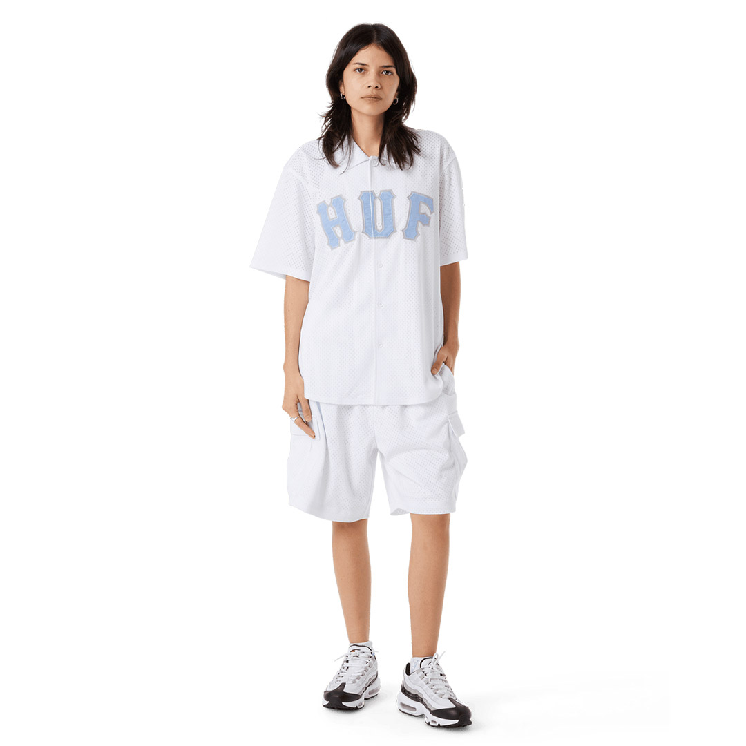 HUF ARCH MESH BUTTON UP BU00237-WHITE White
