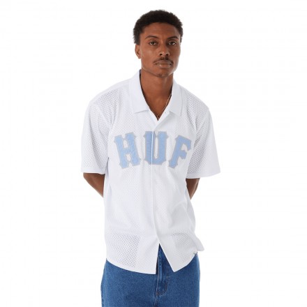 HUF ARCH MESH BUTTON UP BU00237-WHITE White