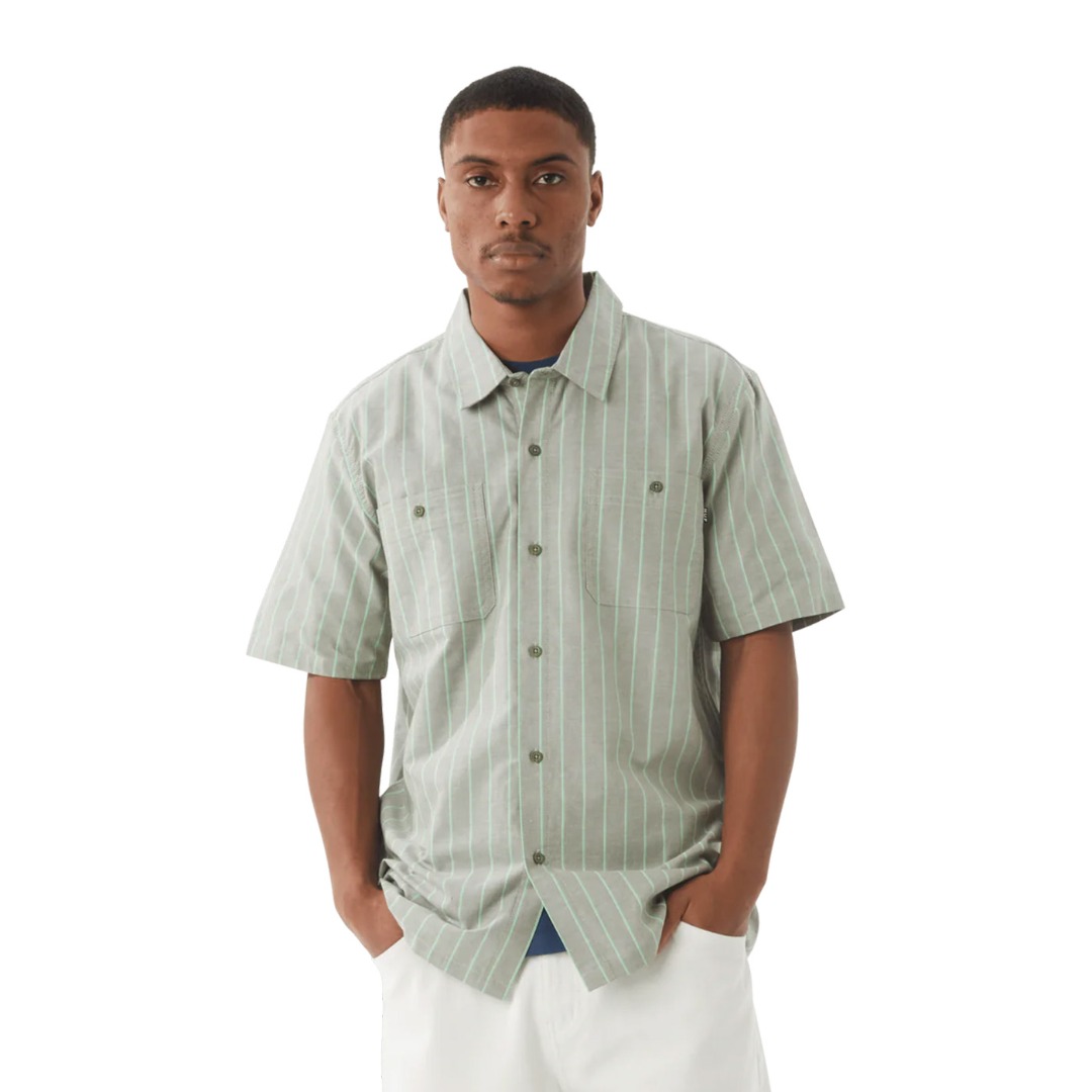 HUF PARKER S/S WORK SHIRT BU00197-DDHRB Πράσινο