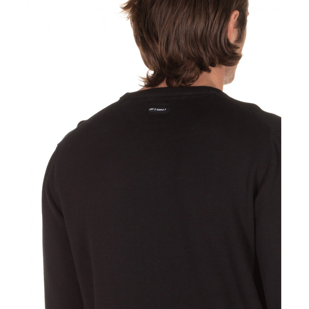 EMERSON COTTON KNITTED SWEATER 192.EM70.90-BLACK Black