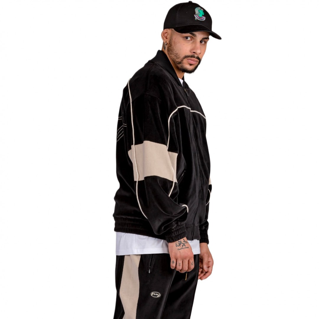 GRIMEY IAM VELVET TRACK JACKET GTJ178-BLK Black